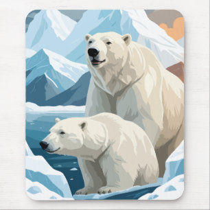 Mousepad Polar Bear Vetor Arte Animal Majestosa Natureza Se
