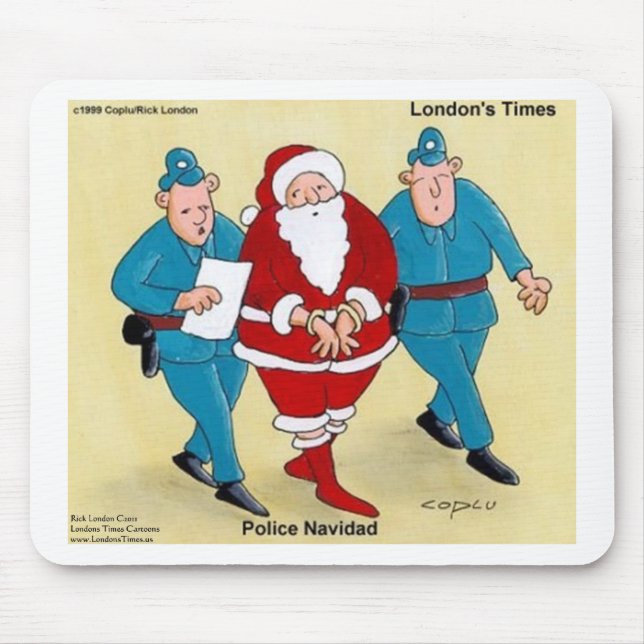 Mousepad Polícia Navidad Engraçada Papais noeis de Natal Pr (Frente)