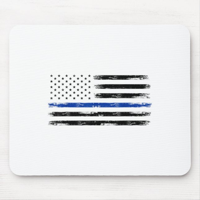 Mousepad Policial Americano Flag Thin Blue Line (Frente)