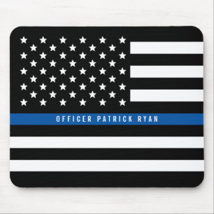 Mousepad Policial Fino Linha Azul Sinalizador Americano Nom