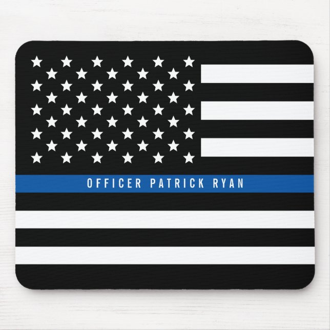 Mousepad Policial Fino Linha Azul Sinalizador Americano Nom (Frente)