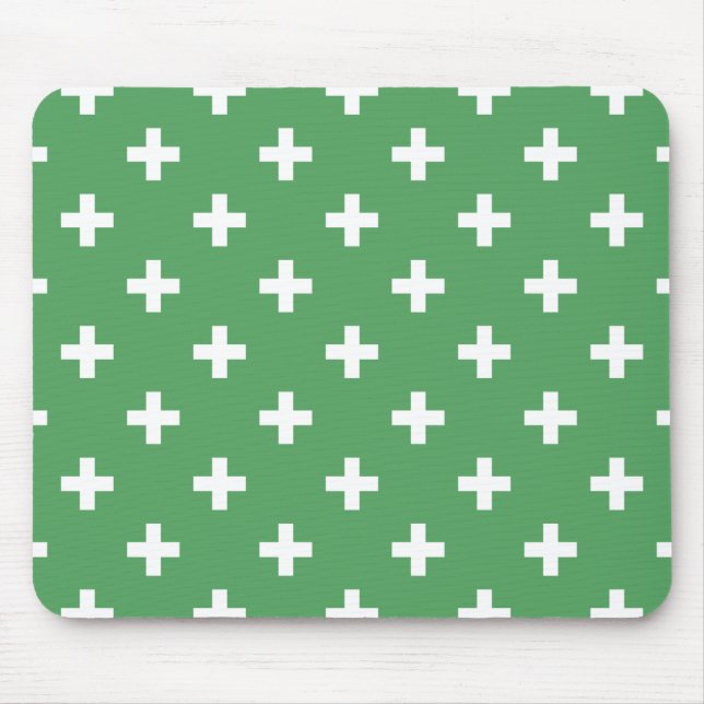 Mousepad Polka branca cruza a verde (Frente)