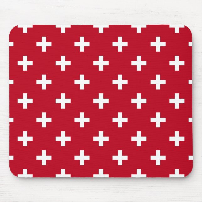 Mousepad Polka branca cruza em vermelho (Frente)