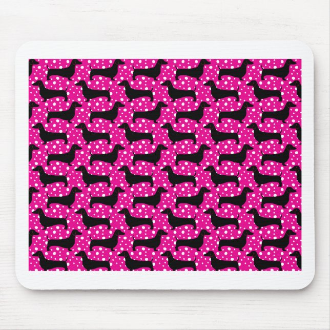 Mousepad Polka Dachshances Rosa (Frente)