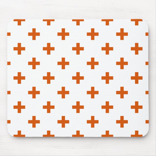 Mousepad Polka laranja cruza em branco (Frente)