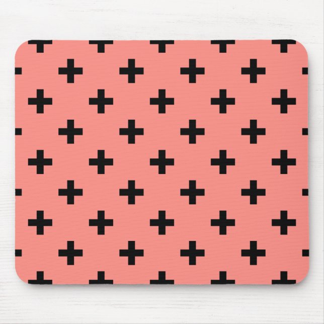 Mousepad Polka negra cruza em pêssego (Frente)