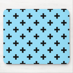 Mousepad Polka negra cruza o azul-bebê