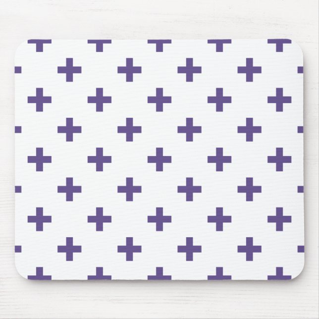 Mousepad Polka ultravioleta cruza em branco (Frente)