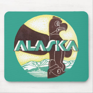 Mousepad Pólo Totem de Viagem Vintage do Alasca Águia Pássa