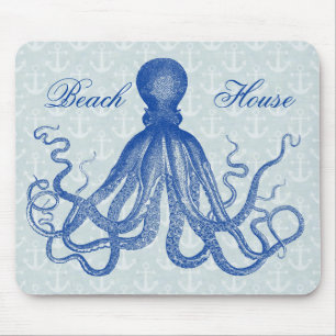 Mousepad Polvo azul do vintage com as âncoras