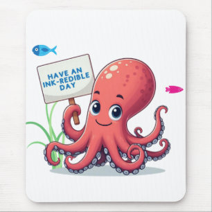 Mousepad Polvo de desenho animado com peixe