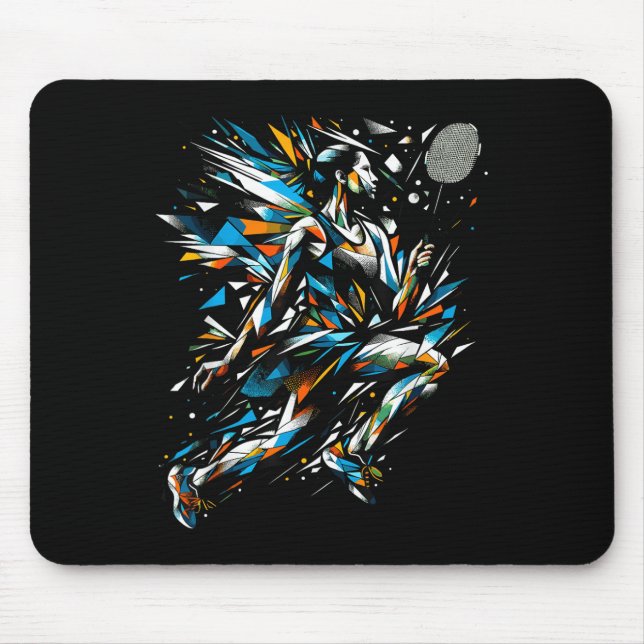 Mousepad Polygon Art Badminton Player Shuttle Women Badmint (Frente)