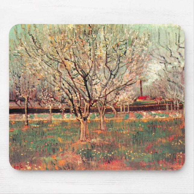 Mousepad Pomar em Flor, Ameixeiras por Vincent van Gogh (Frente)