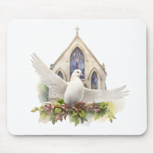 Mousepad Pomba Branca Com Igreja