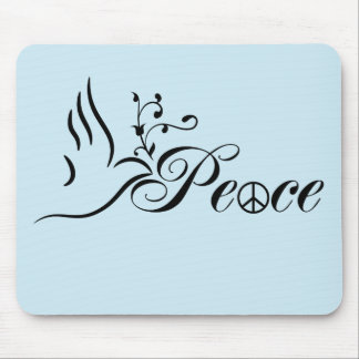 Mousepad Pomba da Paz Voadora Ramo de Oliveira Fundo Azul