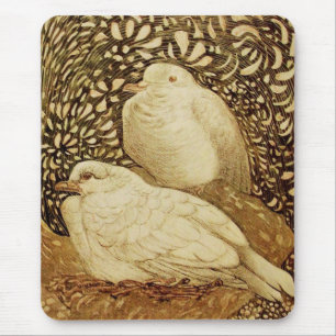 MOUSEPAD POMBAS BRANCAS NO SEPIA MARROM