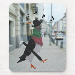 Mousepad Pombo pela Cidade Editável Divertido