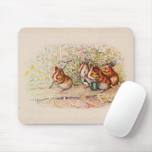 Mousepad Pombos-guineenses Plantando no Jardim (Com mouse)