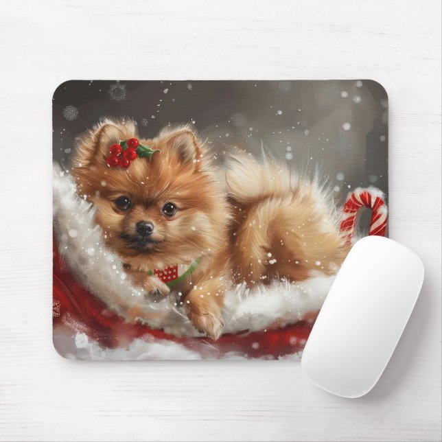 Mousepad Pomerânia de Cachorro Festivo (Com mouse)