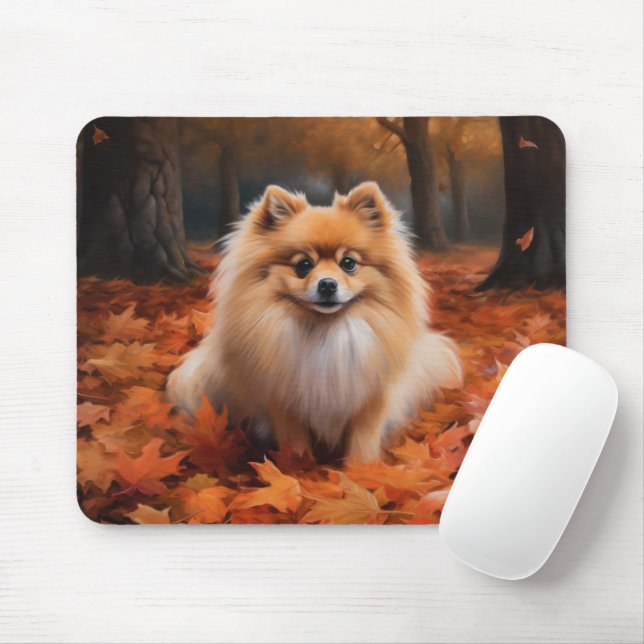 Mousepad Pomerânia de Folhas de outono inspira queda (Com mouse)