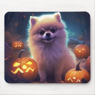 Mousepad Pomerânia de Halloween com Abóboras Assustadoras
