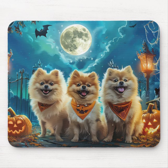 Mousepad Pomerânia Halloween Assustador (Frente)