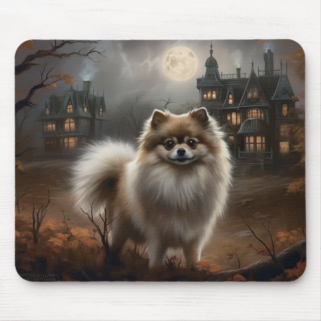 Mousepad Pomerânia Halloween Assustador (Frente)