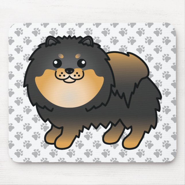 Mousepad Pomerânia Preto e Castanho Cachorro de Desenho Ani (Frente)