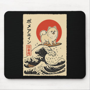 Mousepad Pomerânia Surfando Onda Japonesa