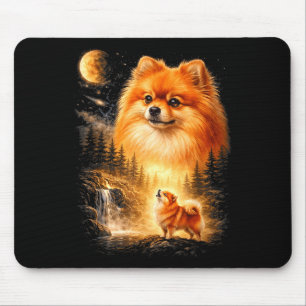 Mousepad Pomerânia uivando para a lua vintage místico faça