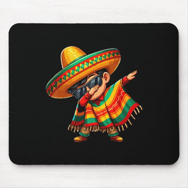 Mousepad Poncho Mexicano Dabbing Cinco De Mayo Sombrero Men (Frente)