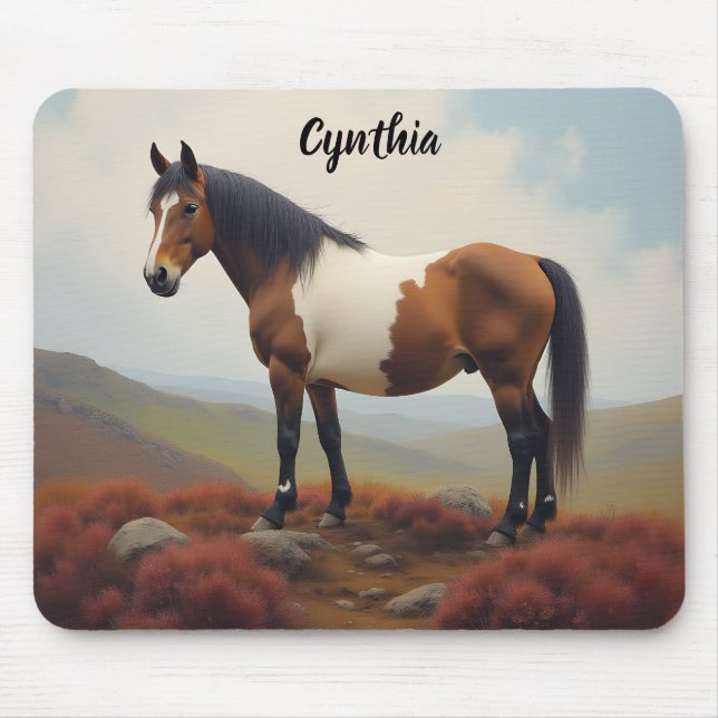 Mousepad Pônei Shetland Marrom e Branco (Frente)