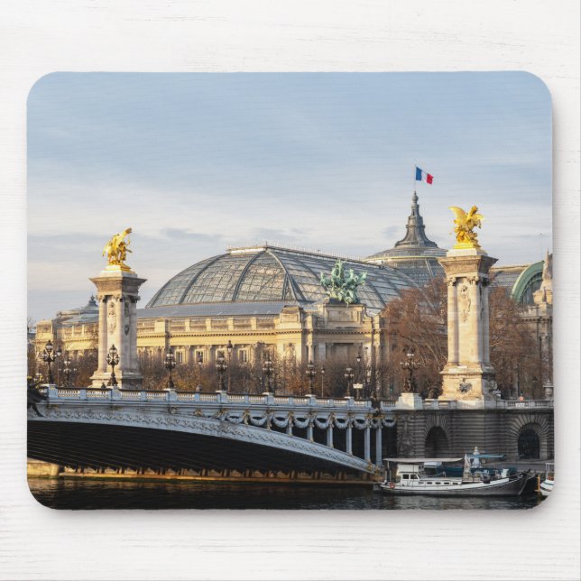 Mousepad Pont Alexandre III e Grand Palais à ouro hora (Frente)