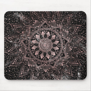 Mousepad Pontas de mandala de rosa e trabalho de arte de m