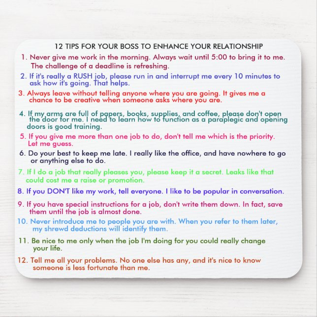 Mousepad PONTAS PARA QUE O CHEFE AUMENTE o tapete do rato (Frente)