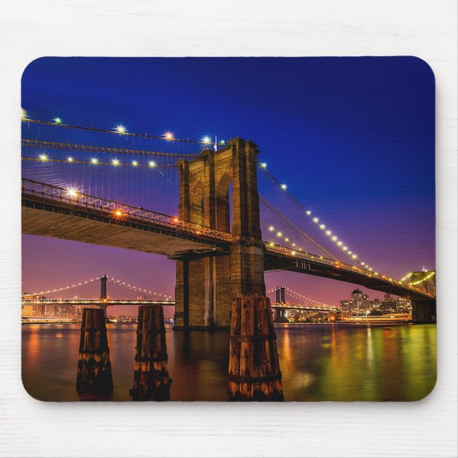 Mousepad Ponte Brooklyn, Nova Iorque à noite (Frente)