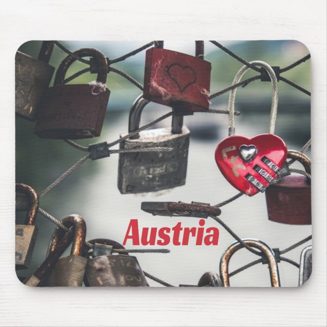 Mousepad Ponte de Blocos de Amor pela Áustria em Salzburgo (Frente)