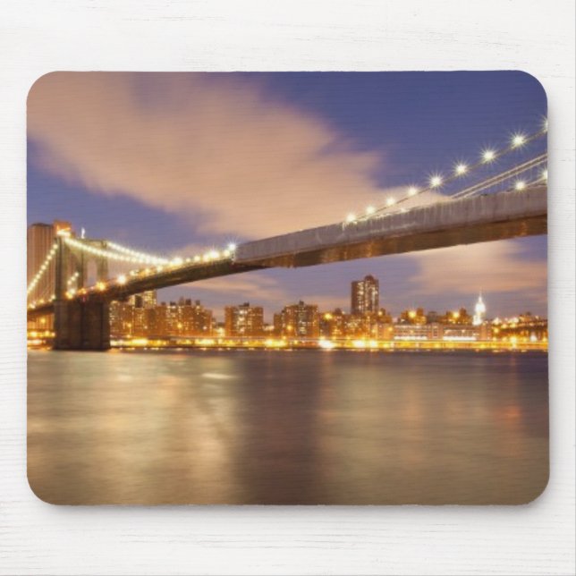Mousepad Ponte de Brooklyn e Manhattan na noite (Frente)
