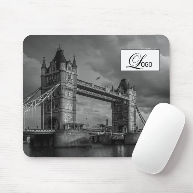 Mousepad Ponte de Brooklyn Preto e Branco Nova York Noite  (Com mouse)