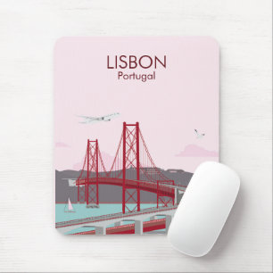 Mousepad Ponte de Lisboa sobre o rio Tagus no estilo da saf