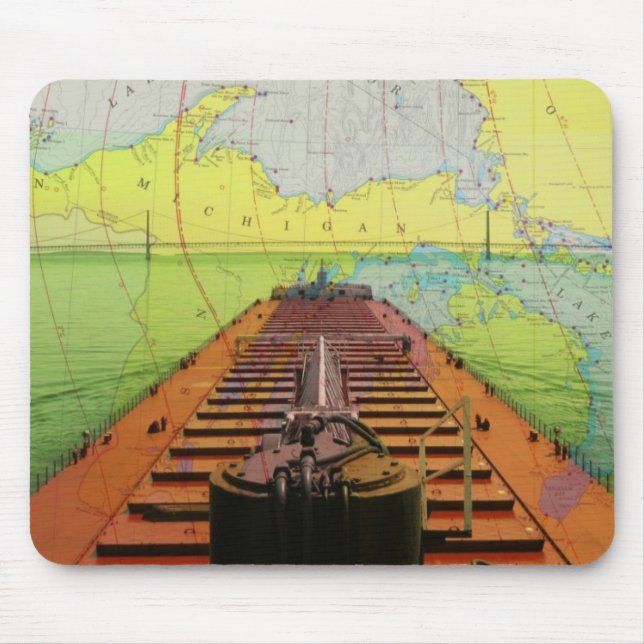 Mousepad Ponte de Mackinac de um navio que vai sob ele (Frente)