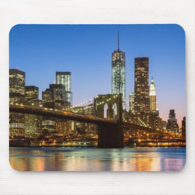 Mousepad Ponte de Manhattan e de Brooklyn no crepúsculo (Frente)