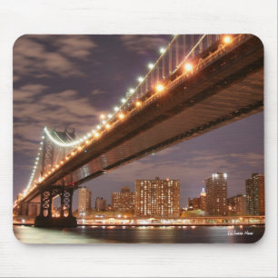 Mousepad Ponte de Manhattan e skyline de Manhattan na noite