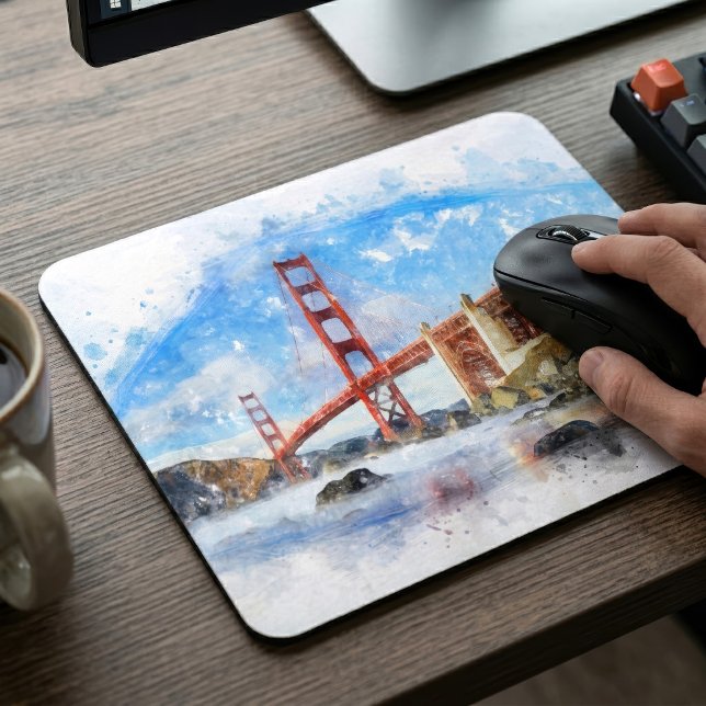 Mousepad Ponte Golden Gate Pastel em São Francisco (Golden Gate Bridge Pastel in San Francisco. Mouse Pad)