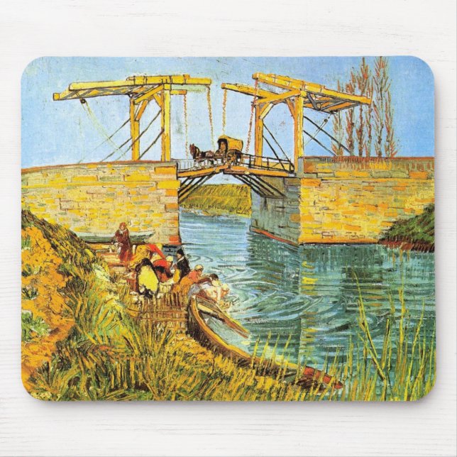 Mousepad Ponte Langlois em Arles por Vincent van Gogh (Frente)