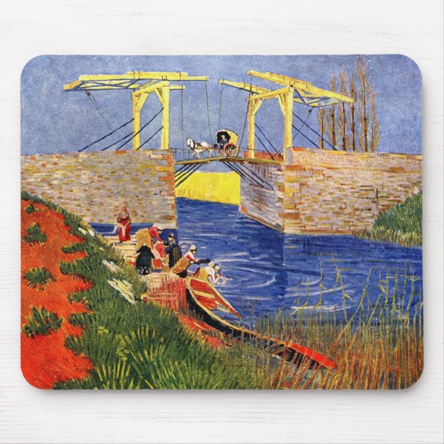 Mousepad Ponte Langlois em Arles por Vincent van Gogh (Frente)