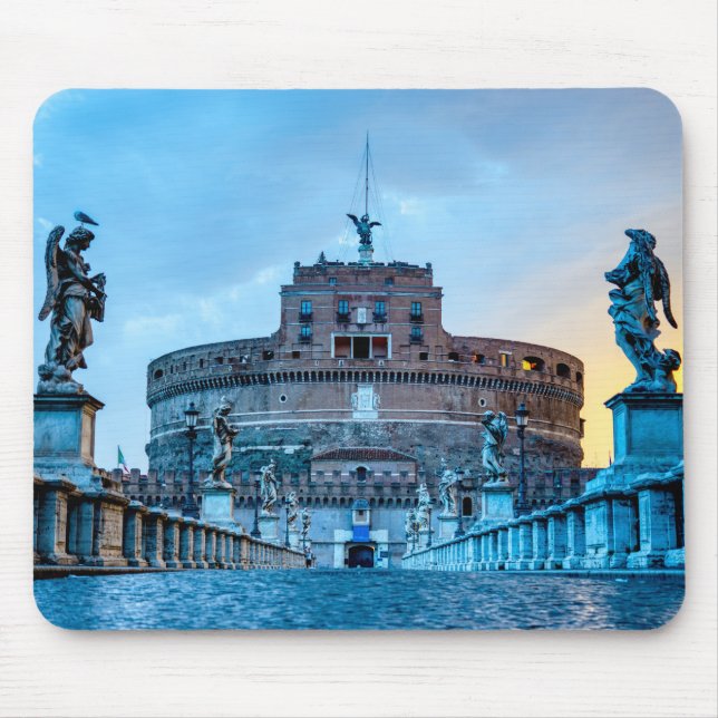 Mousepad Ponte Sant'Angelo ao amanhecer - Roma Itália (Frente)