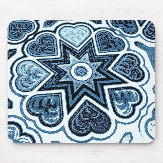 Mousepad Ponteira de Mouse Coração Azul Delft (Frente)