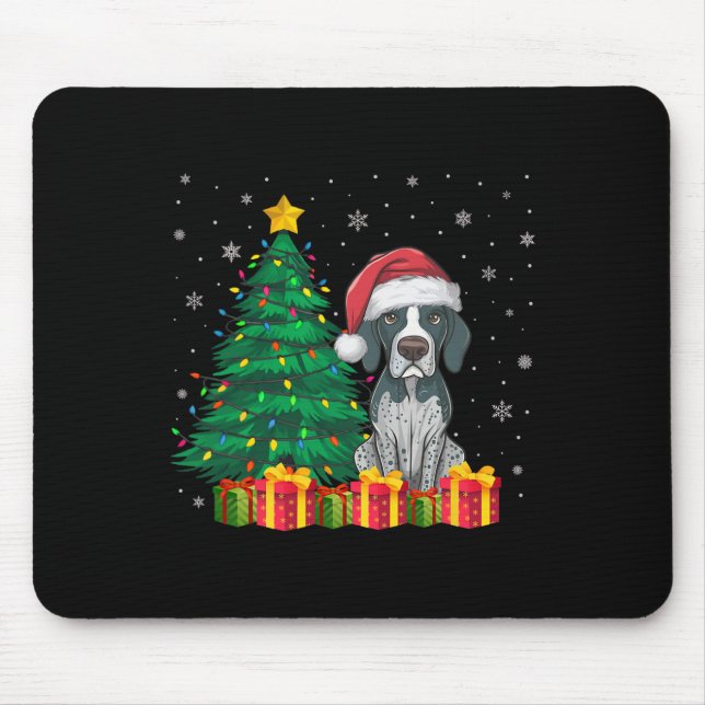 Mousepad Ponteiro Inglês Santa Hat Luzes De Natal (Frente)