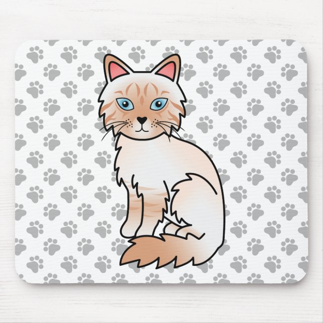 Mousepad Ponto Vermelho Tabby Birman / Ragdoll Gato Fofo &  (Frente)
